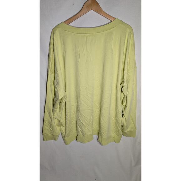 J Jill Fit Womens Long Sleeve Henley Sweater Sz 4X Lime highlighter yellow NWT - Picture 3 of 6